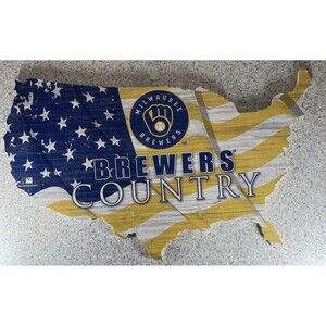 MILWAUKEE BREWERS Sign USA Country Flag Team Sign 18 x 11 - BRAND NEW